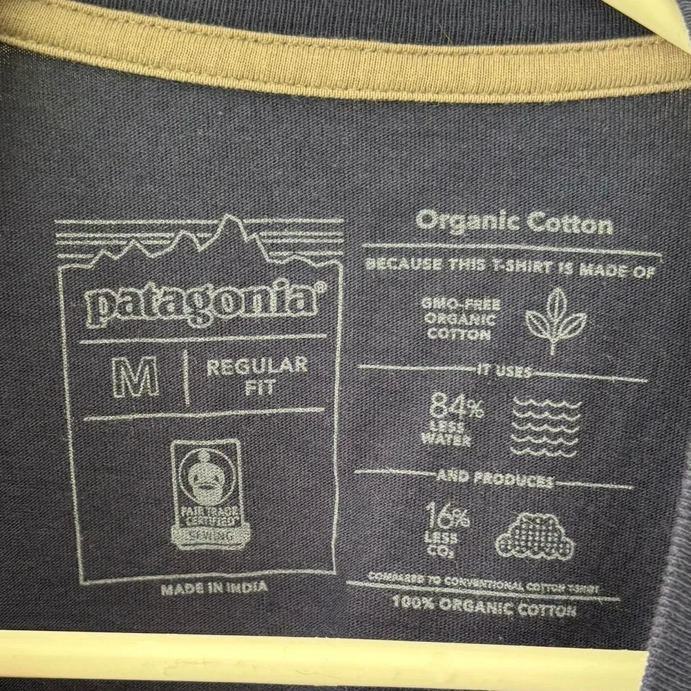Patagonia Navy Blue Fitz Roy Scope Organic Short Sleeve T-Shirt Outdoor Active